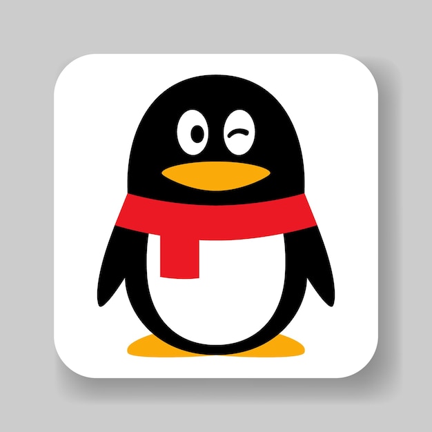 Icono de aplicación de mensajería Penguin QQ Logotipo de vector de red de redes sociales