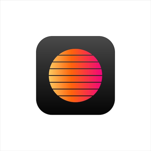Icono de la aplicación de puesta de sol retro para teléfono móvil Icono del sol con efecto de gradiente Icono de aplicación web