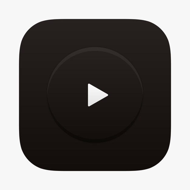 El icono de la aplicación del reproductor de video en negro El icono del botón de reproducción