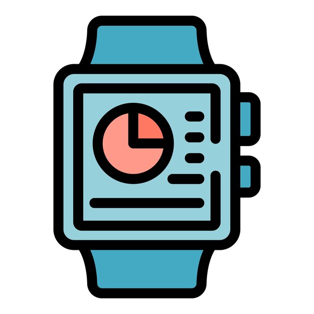 Icono de la aplicación Smartwatch vector de contorno Cuidado pulso Aplicación de calorías color plano
