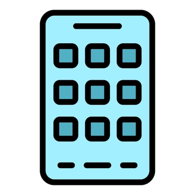 Icono de aplicación de teléfono cliente vector de contorno Smart Internet Media pantalla color plano