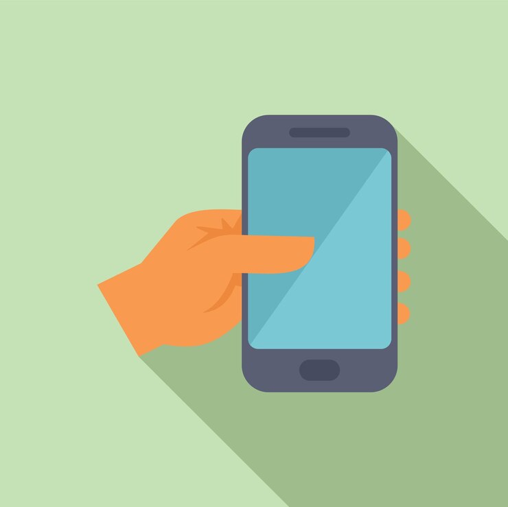 Vector icono de la aplicación de teléfono inteligente con la mano