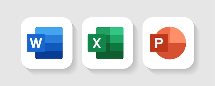 Vector icono de aplicaciones móviles de microsoft word, excel y power point