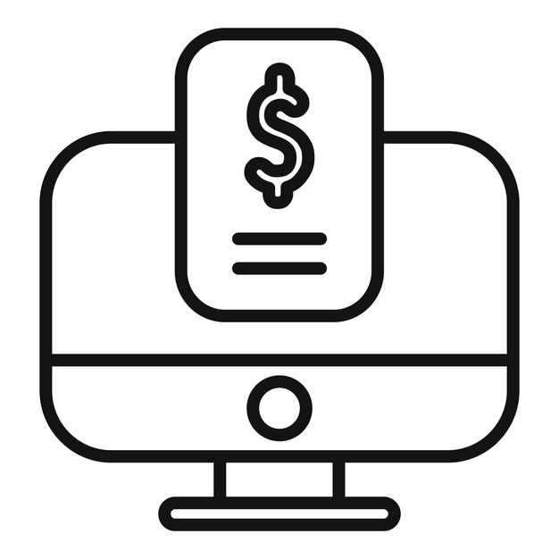 El icono de apoyo monetario en línea es un vector de contorno de subvención pandémica
