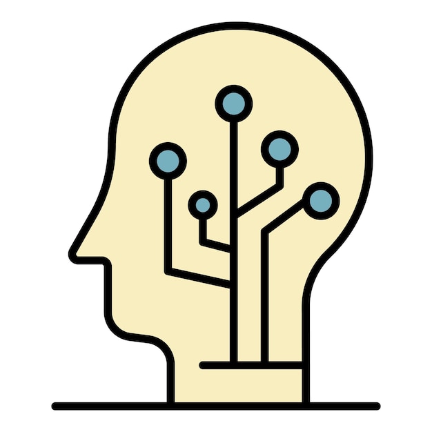 Icono de aprendizaje artificial Contorno de aprendizaje artificial vector icono color plano aislado