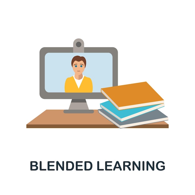 Ícono de aprendizaje combinado Elemento simple de la colección de educación en línea Ícono de aprendizaje combinado creativo para plantillas de diseño web, infografías y más