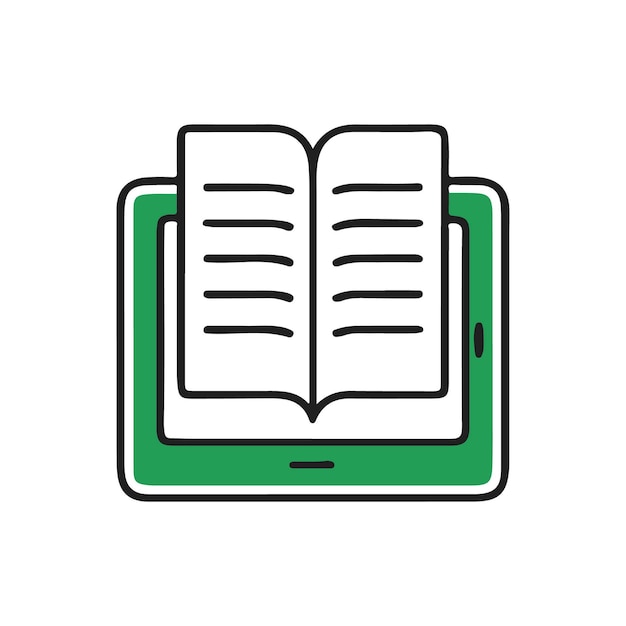 Icono de aprendizaje digital libro abierto en plantilla de ilustración de arte vectorial de tableta