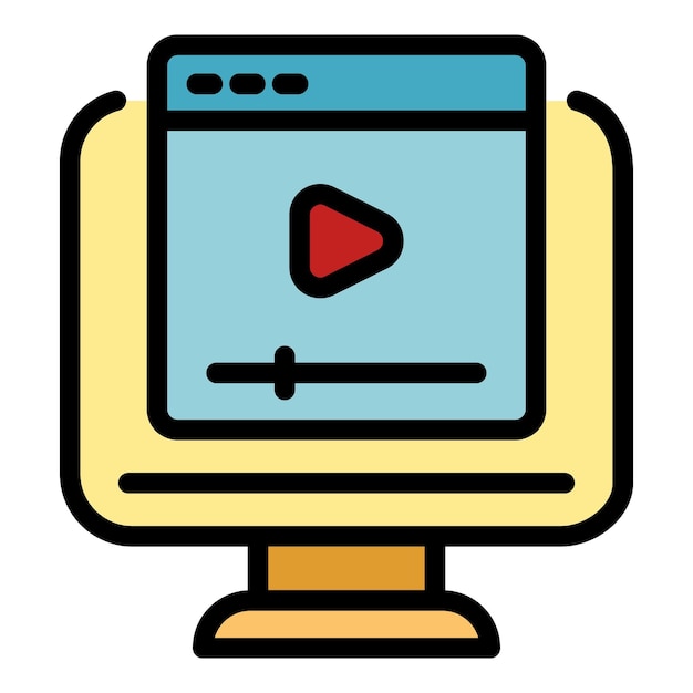 Icono de aprendizaje electrónico Contorno de icono vectorial de aprendizaje electrónico color plano aislado