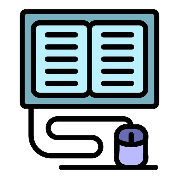 Icono de aprendizaje de idiomas en línea Contorno de aprendizaje de lenguajes en línea Icono vectorial de color plano aislado