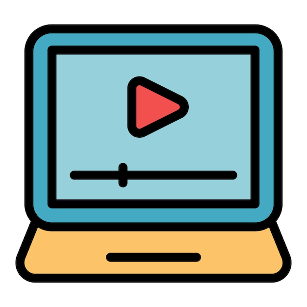 Icono de aprendizaje de portátil Contorno de icono de aprendizaje vectorial de portátil color plano aislado