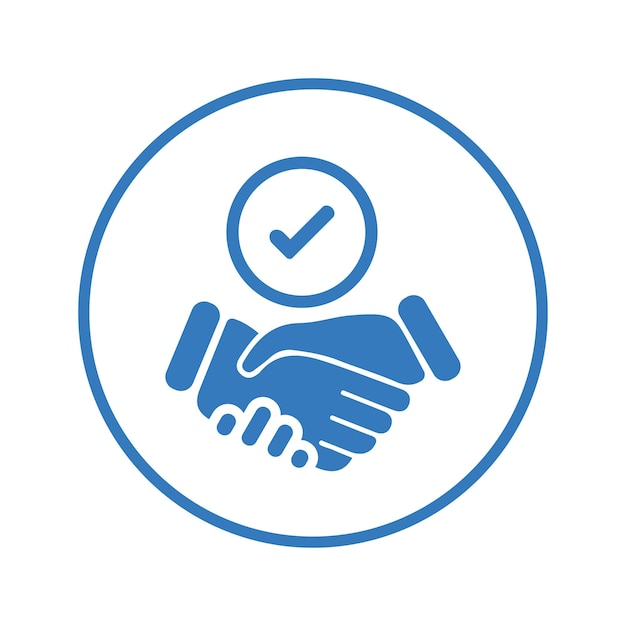 Icono de apretón de mano del acuerdo de asociación Diseño de color azul