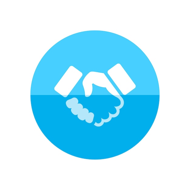 Icono de apretón de mano en estilo de círculo de color plano Acuerdo de personas de negocios