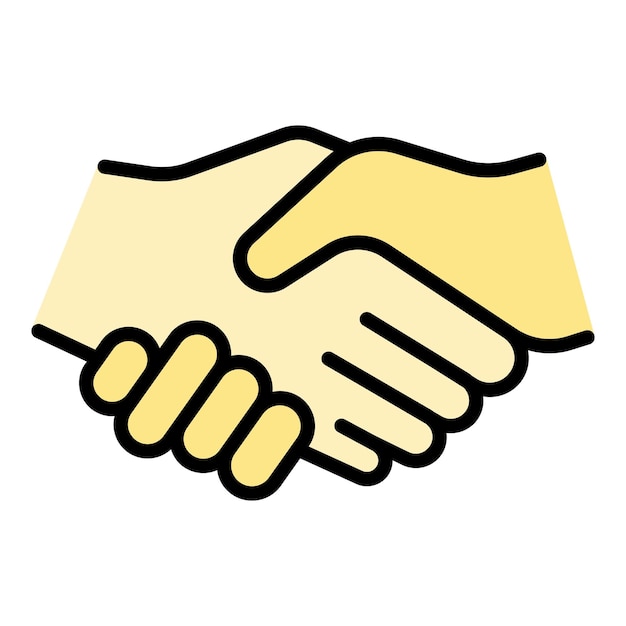 El icono de apretón de mano del gesto El contorno del icono vectorial del movimiento de la mano El color del icono es plano y aislado