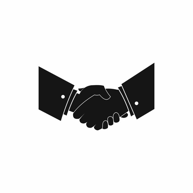 Icono de apretón de manos en estilo simple aislado sobre fondo blanco