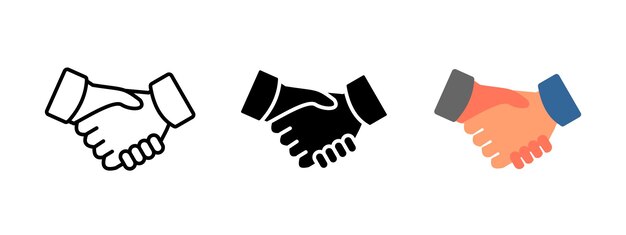 Icono de apretón de manos Símbolo de acuerdo y asociación comercial Acuerdo de contrato Cooperación corporativa