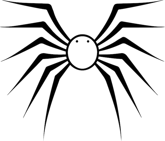 Icono de araña ilustración de vector de logotipo de araña en blanco y negro