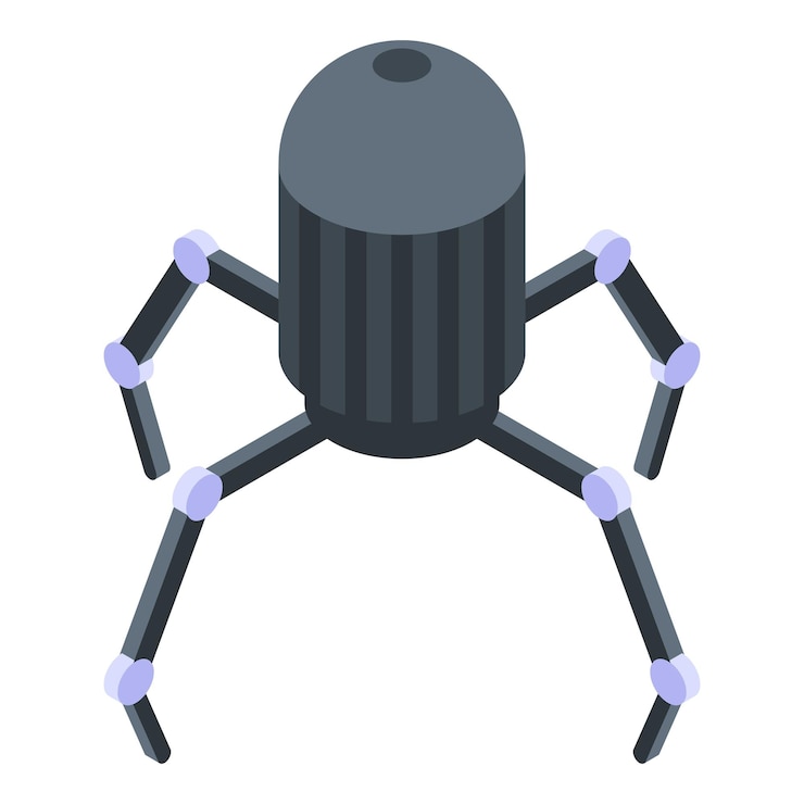 Vector icono de araña de nanotecnología isométrica del icono de vector de araña de nanotecnología para diseño web aislado sobre fondo blanco