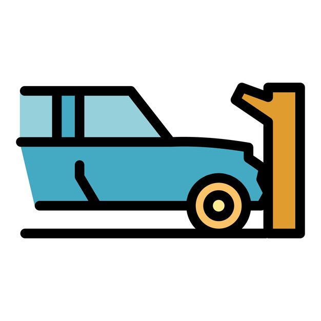 Icono de árbol de accidente automovilístico Contorno de árbol de accidente automovilístico icono de vector color plano aislado