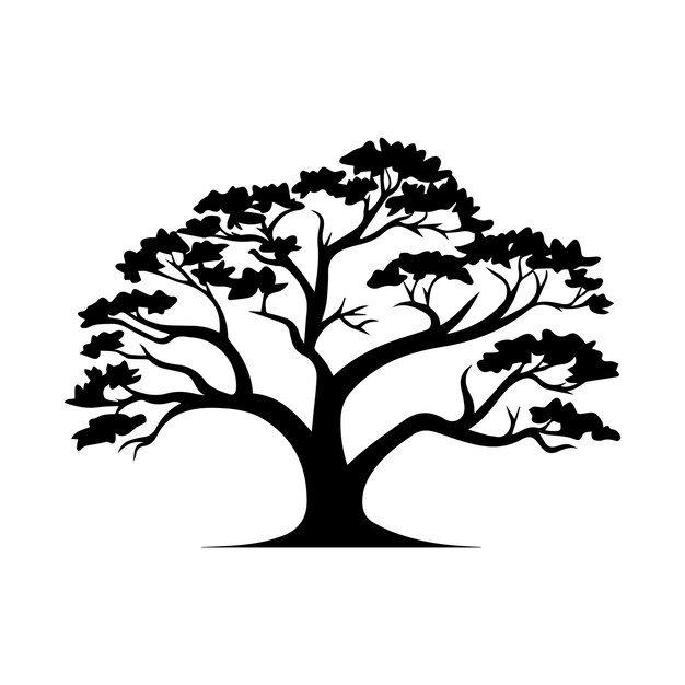 Vector Ícono de árbol aislado en negro sobre fondo blanco ilustración vectorial