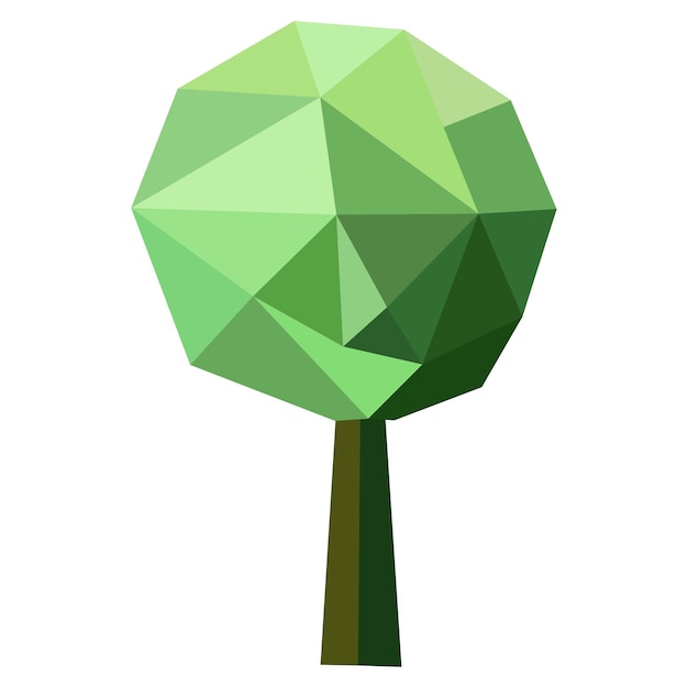 Icono de árbol de baja poli abstracto aislado Estilo poligonal de bosque geométrico Símbolo de baja poli 3d Elemento de diseño ecológico estilizado Diseño para folleto de portada de cartel Ilustración vectorial