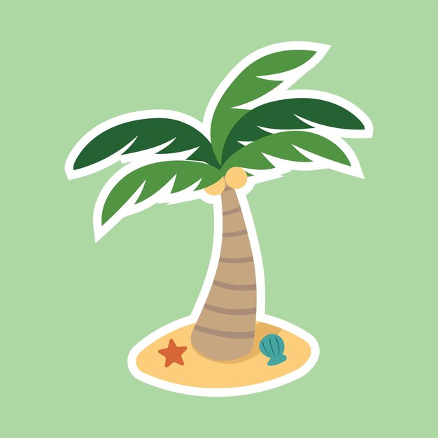 Vector icono de árbol de coco objeto de verano pegatina vecto