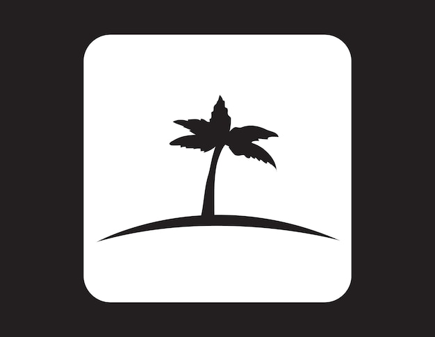 Icono del árbol de coco silueta vectorial de la palmera con blanco y negro