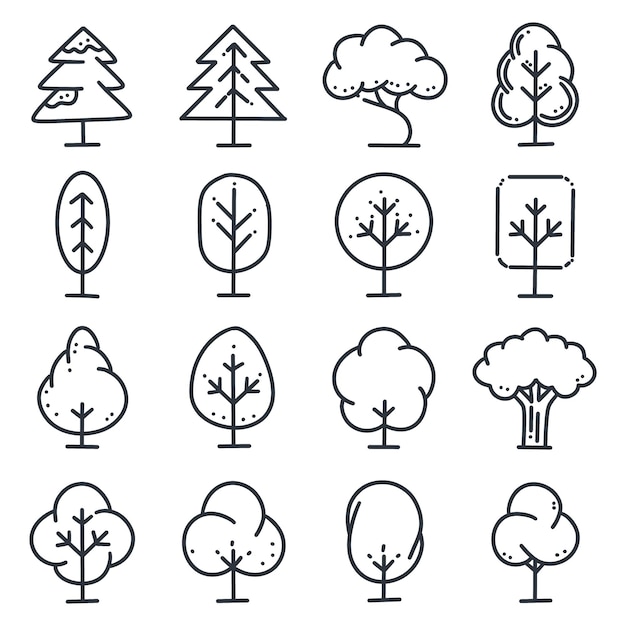 icono de árbol dibujado a mano para la plantilla