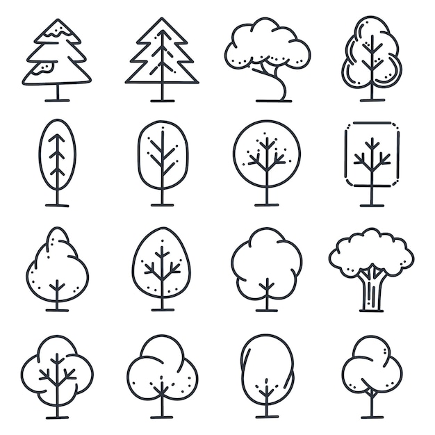 Vector icono de árbol dibujado a mano para la plantilla