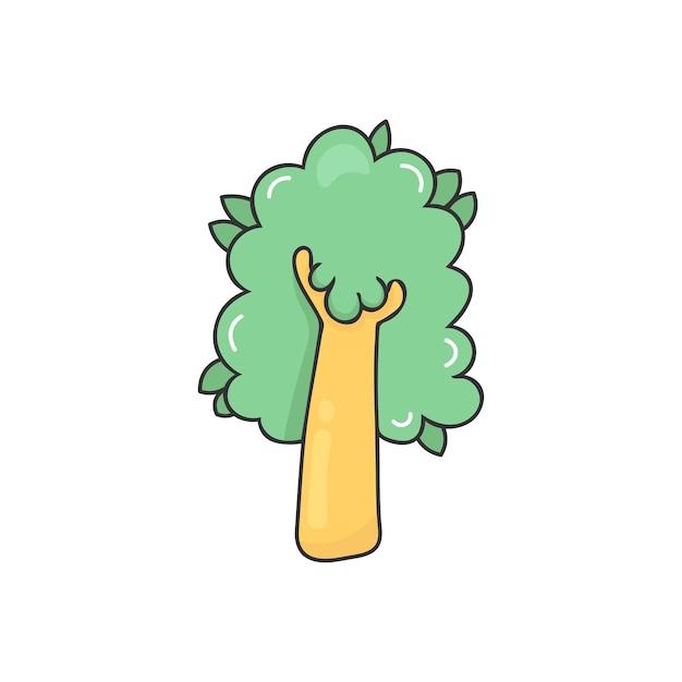 Icono de árbol dibujado a mano en verde Icono de arte de línea simple Perfecto para diseños temáticos de la naturaleza Día de la Tierra