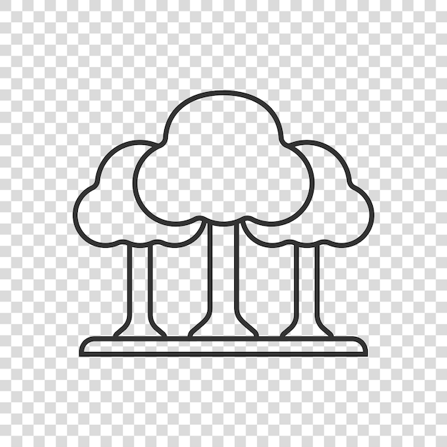 Icono de árbol en estilo plano Ilustración de vector de bosque sobre fondo blanco aislado Concepto de negocio de signo de planta
