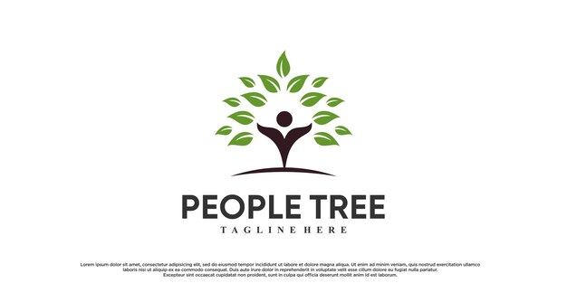 Icono árbol humano o diseño de logotipo de árbol de personas con concepto creativo