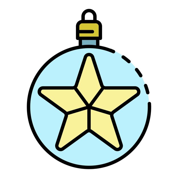 Icono de árbol de juguete de bola de estrella Contorno de icono de vector de árbol de juguete de bola de estrella color plano aislado
