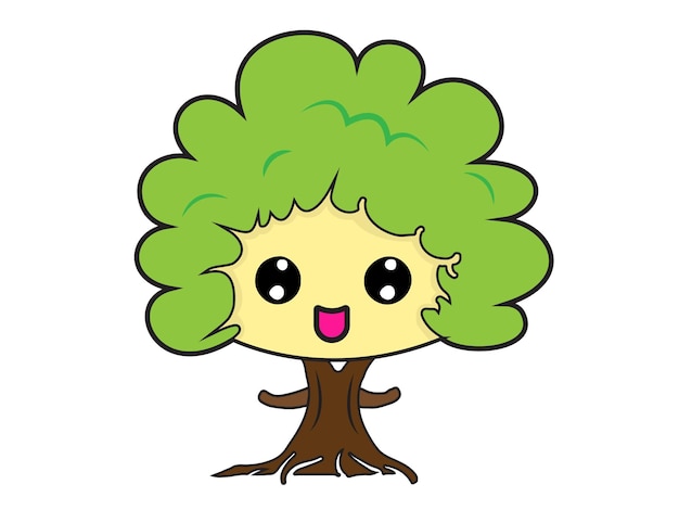 Icono de árbol kawaii