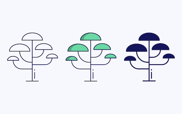 Icono de árbol, línea e ilustración de vector de glifo