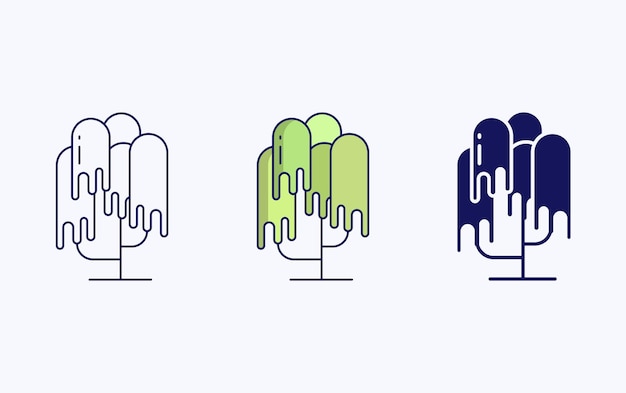 Icono de árbol, línea e ilustración de vector de glifo
