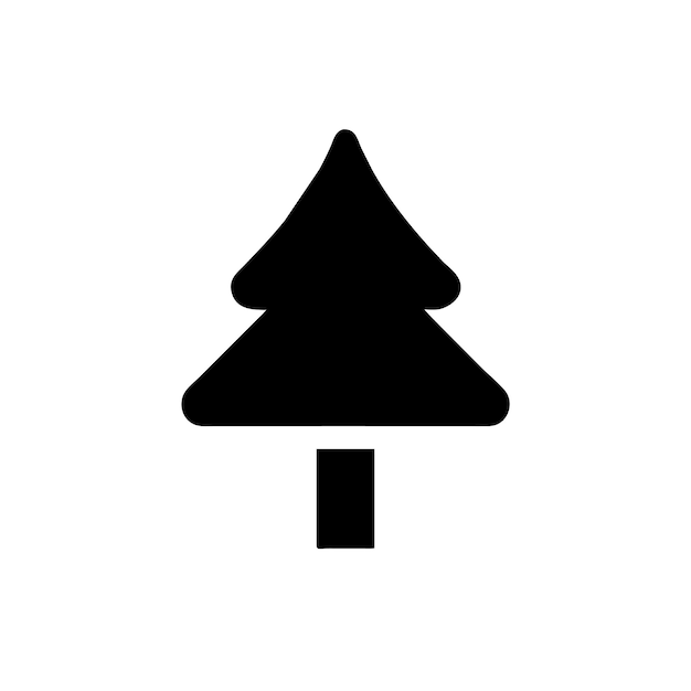 icono de árbol de Navidad blanco y negro