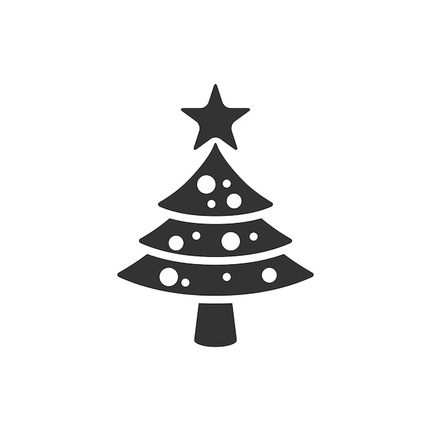 Icono de árbol de Navidad en blanco y negro