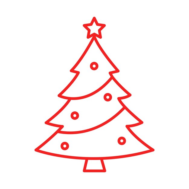 Icono del árbol de Navidad con contorno rojo simple diseño minimalista fondo blanco