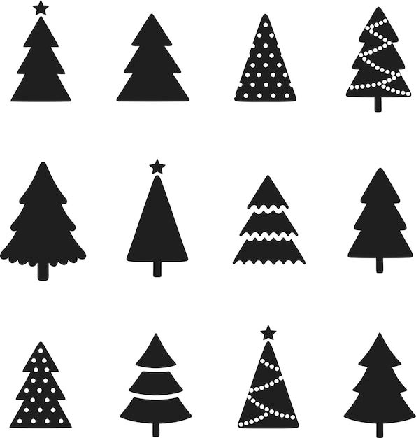 Icono de árbol de Navidad Elements de diseño de vacaciones conjunto Ilustración vectorial de Feliz Año Nuevo