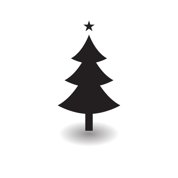 Icono de árbol de Navidad y objeto plano de vector de estrella Ilustración de vector aislado sobre fondo blanco