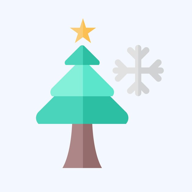Icono Árbol de Navidad relacionado con el símbolo de invierno estilo plano ilustración simple