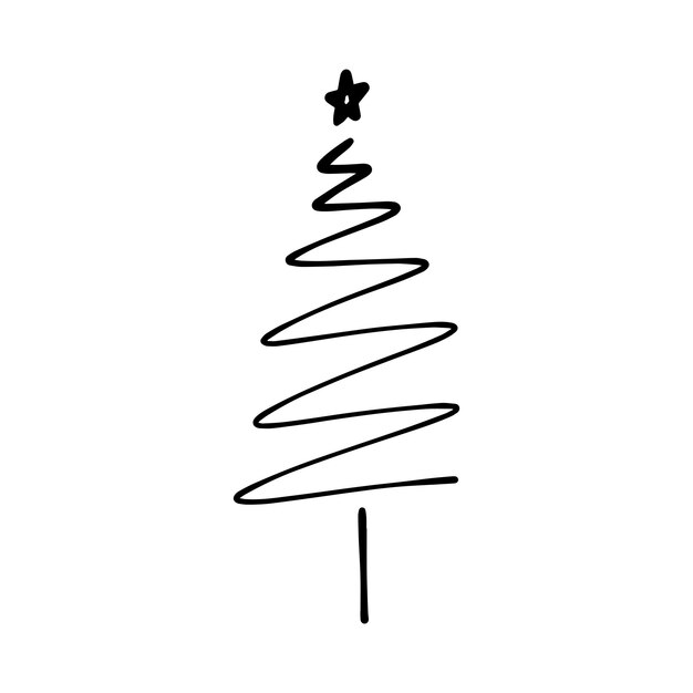 Icono de árbol de Navidad vector dibujado a mano ilustración del contorno del símbolo de Xmas para la invitación de saludo