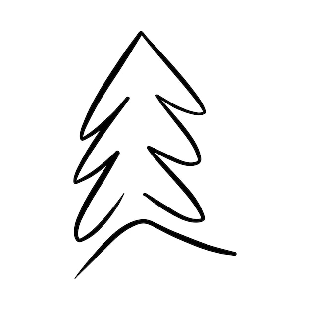 Icono de árbol de Navidad vector dibujado a mano ilustración del contorno del símbolo de Xmas para tarjetas de felicitación e invitación en materiales web e impresos