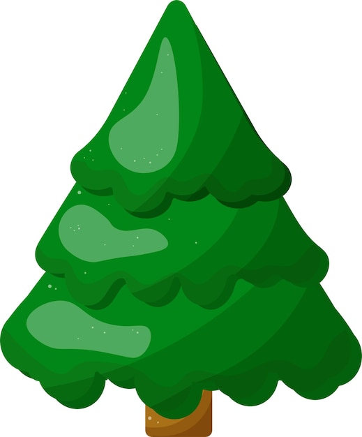 Icono de árbol de Navidad verde, ilustración de vector de dibujos animados de árbol de vacaciones. Diseño de año nuevo o navidad.