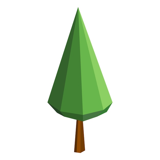 Icono de árbol de pino de baja poli abstracto aislado Estilo poligonal geométrico 3d bajo poli