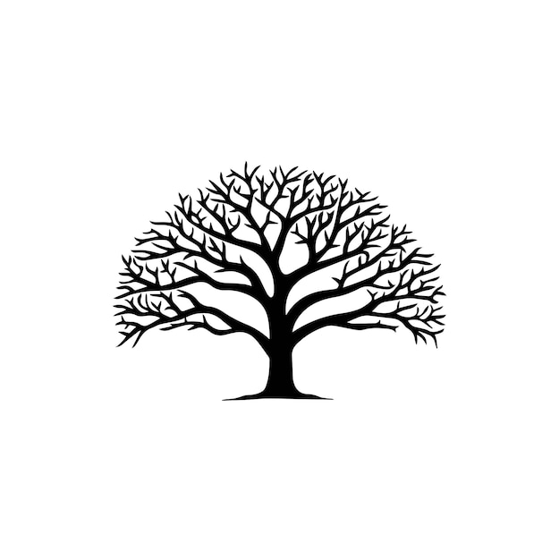 Icono de árbol Silueta negra de árbol sobre fondo blanco Ilustración vectorial