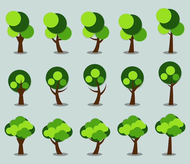 Icono de árbol de símbolos verde con hermosa ilustración de leavesVector