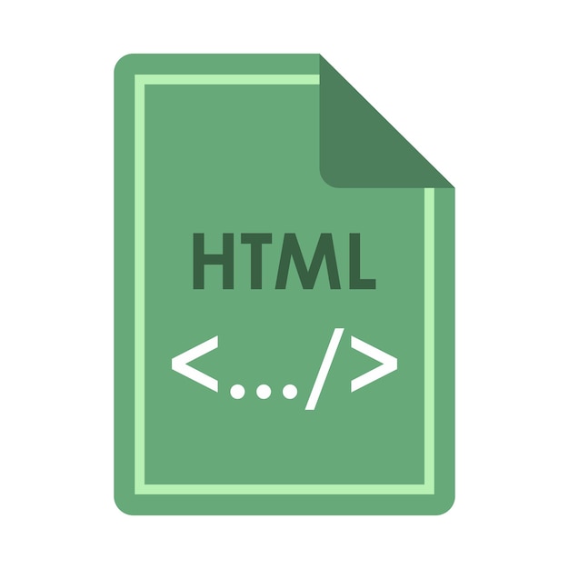 Icono de archivo HTML en estilo plano aislado sobre fondo blanco Ilustración de vector de símbolo de tipo de documento