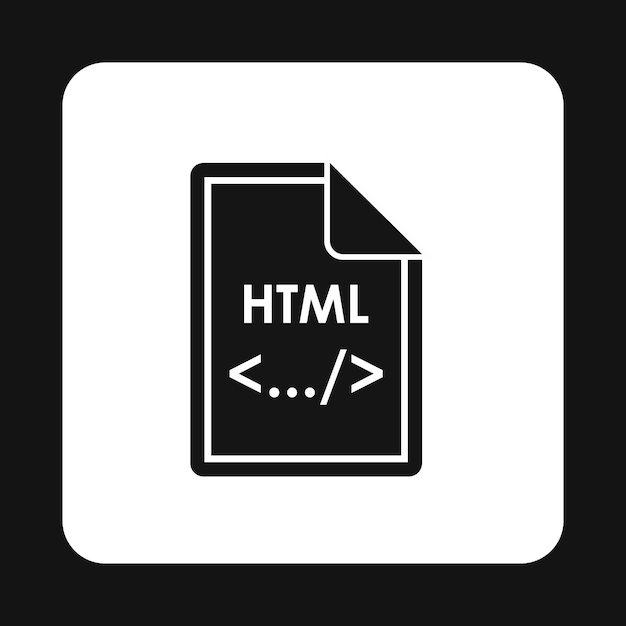 Icono de archivo HTML en estilo simple aislado sobre fondo blanco Ilustración de vector de símbolo de tipo de documento