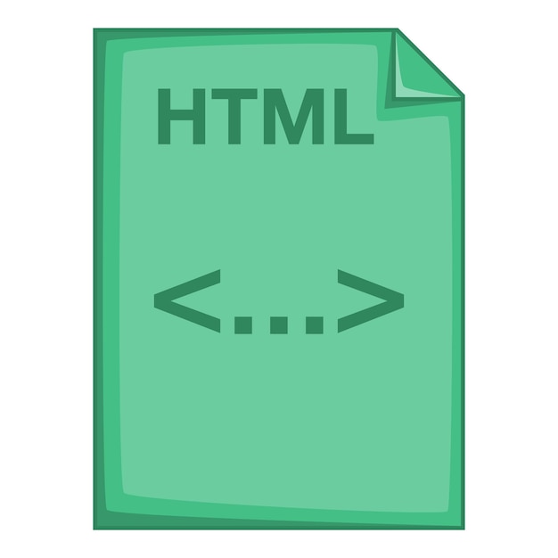 Ícono de archivo HTML Ilustración de dibujos animados del ícono vectorial del archivo HTML para la web